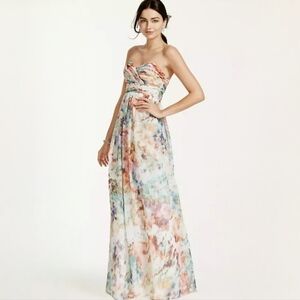 Aidan Mattox Watercolor Ruched Sweethear Strapless Gown 4
